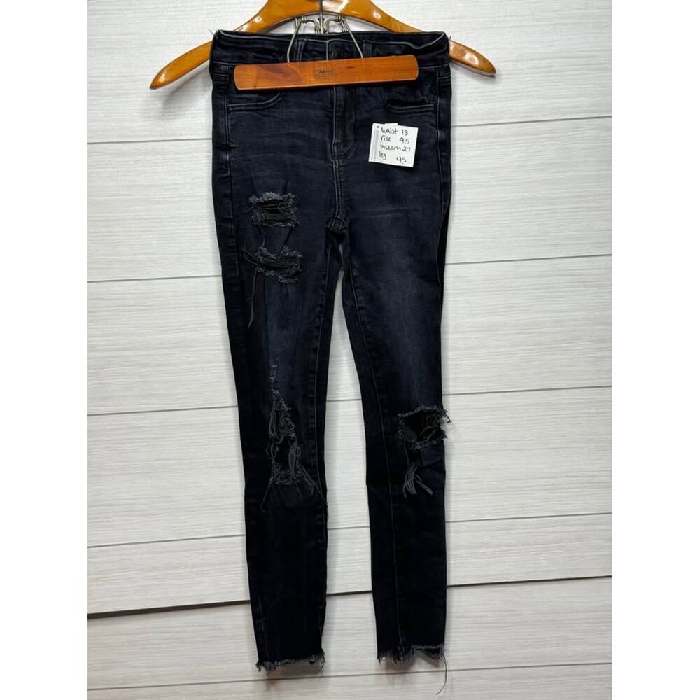 American Eagle Black Hi Rise‎ Jegging Skinny Distressed Women’s 4